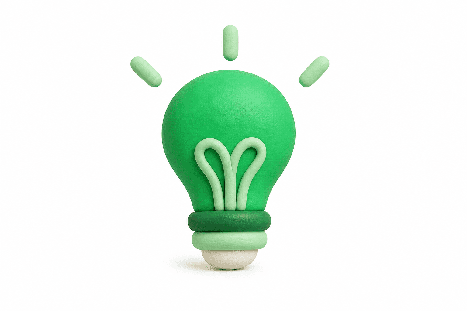 Lit light bulb with rays