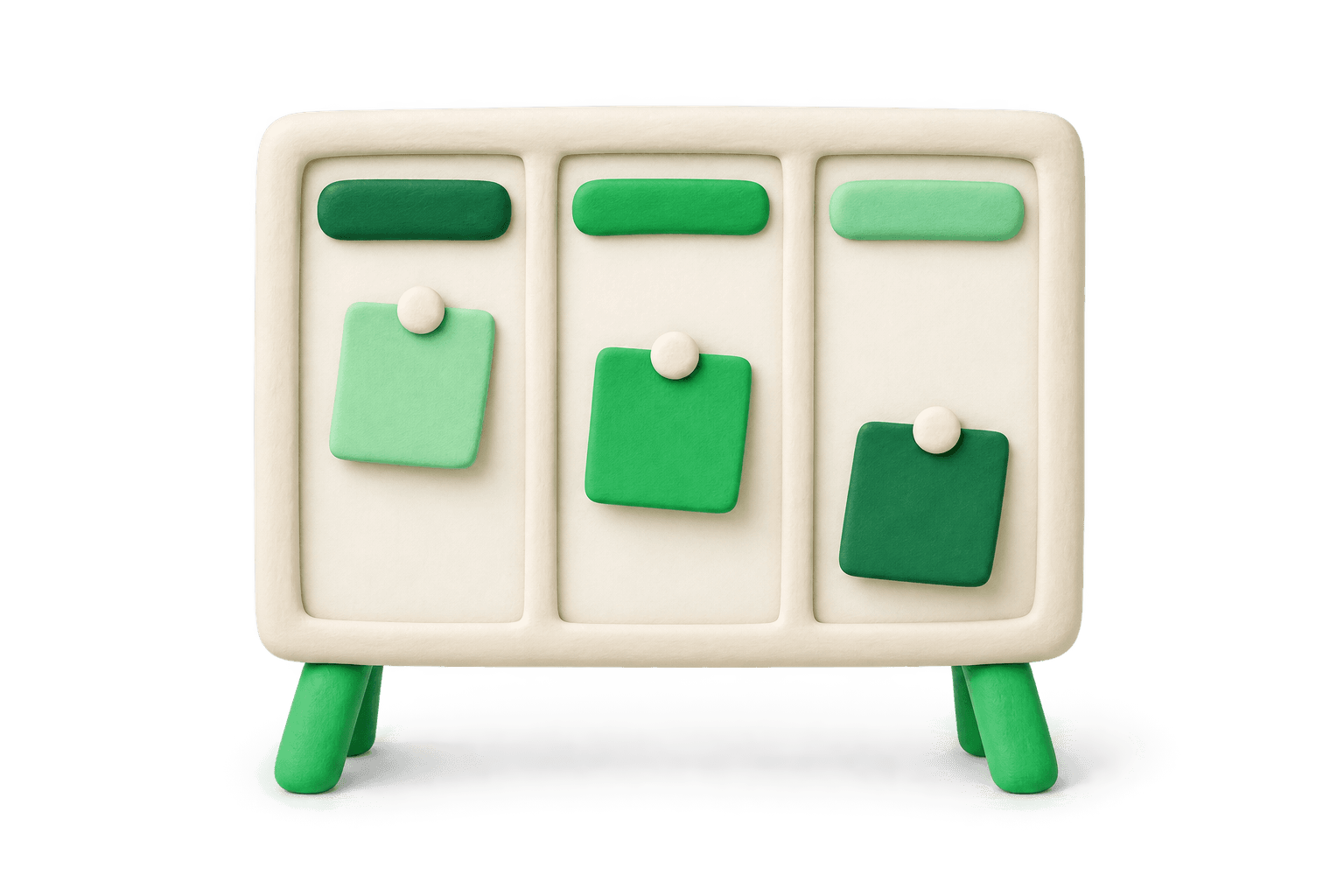 Kanban board with three columns