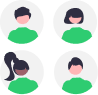 Four avatars of people collaborating