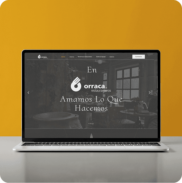 View of a corporate website displayed on a laptop