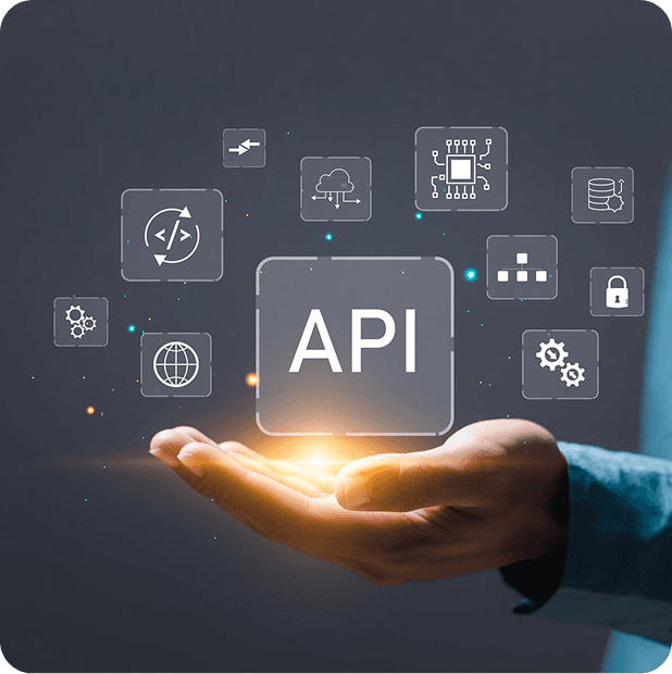 Diagram of microservices and APIs connecting several enterprise systems