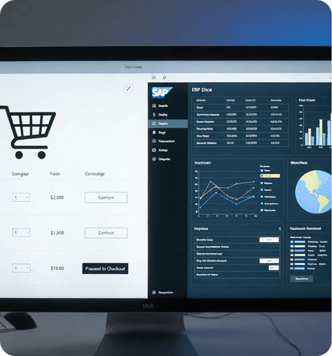 Tablet showing the interface of an eCommerce connected to the company's SAP system