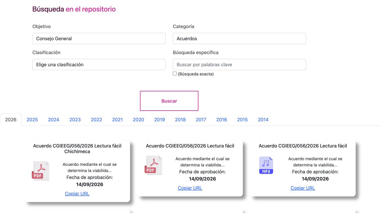 Public search for General Council agreements in the IEEG document repository