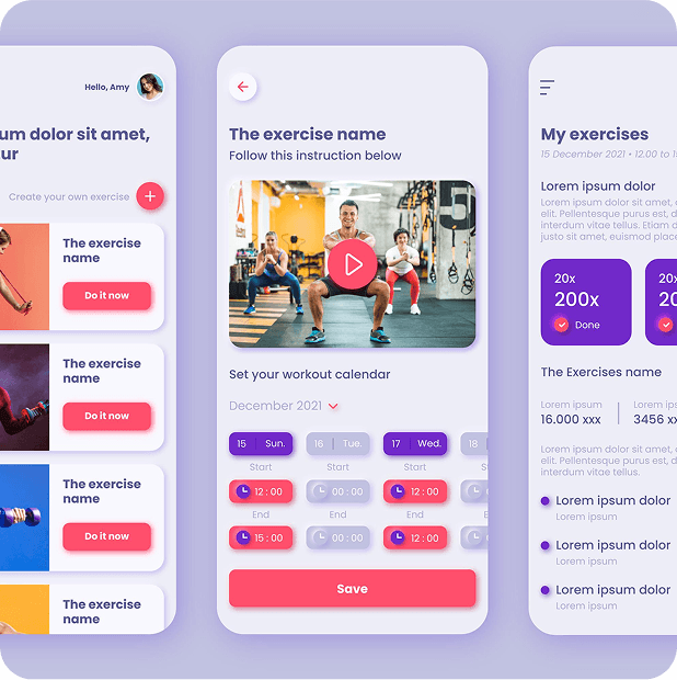 Interactive prototype of a mobile app with several connected screens in Figma